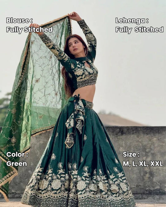 Chinon Silk Embroidered Lehenga Choli for All Occasions