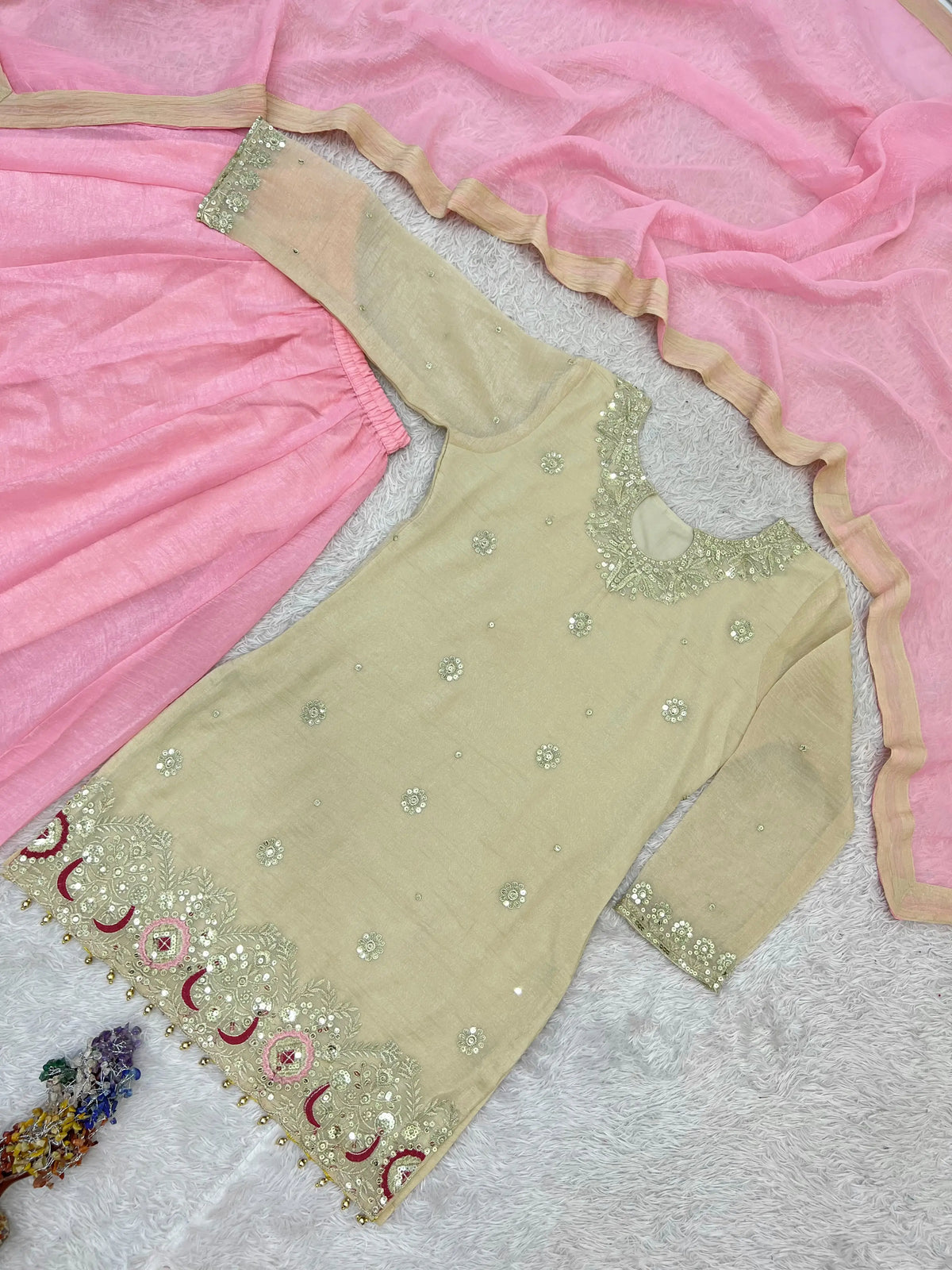 3 Piece Top Plazzo Dupatta Set
