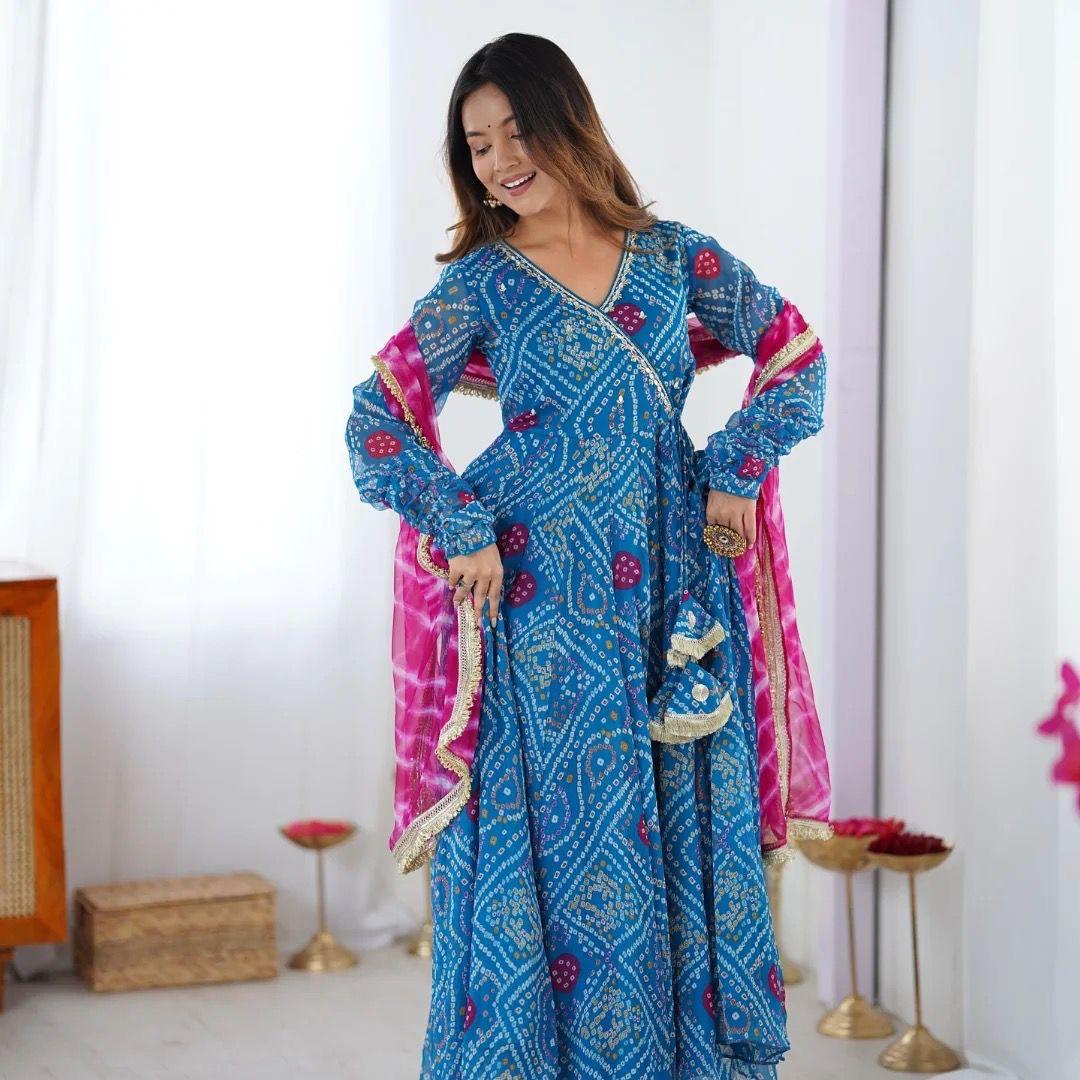 Anarkali Set Superhit Trending 3 Pieces Gown, Dupatta & Pant