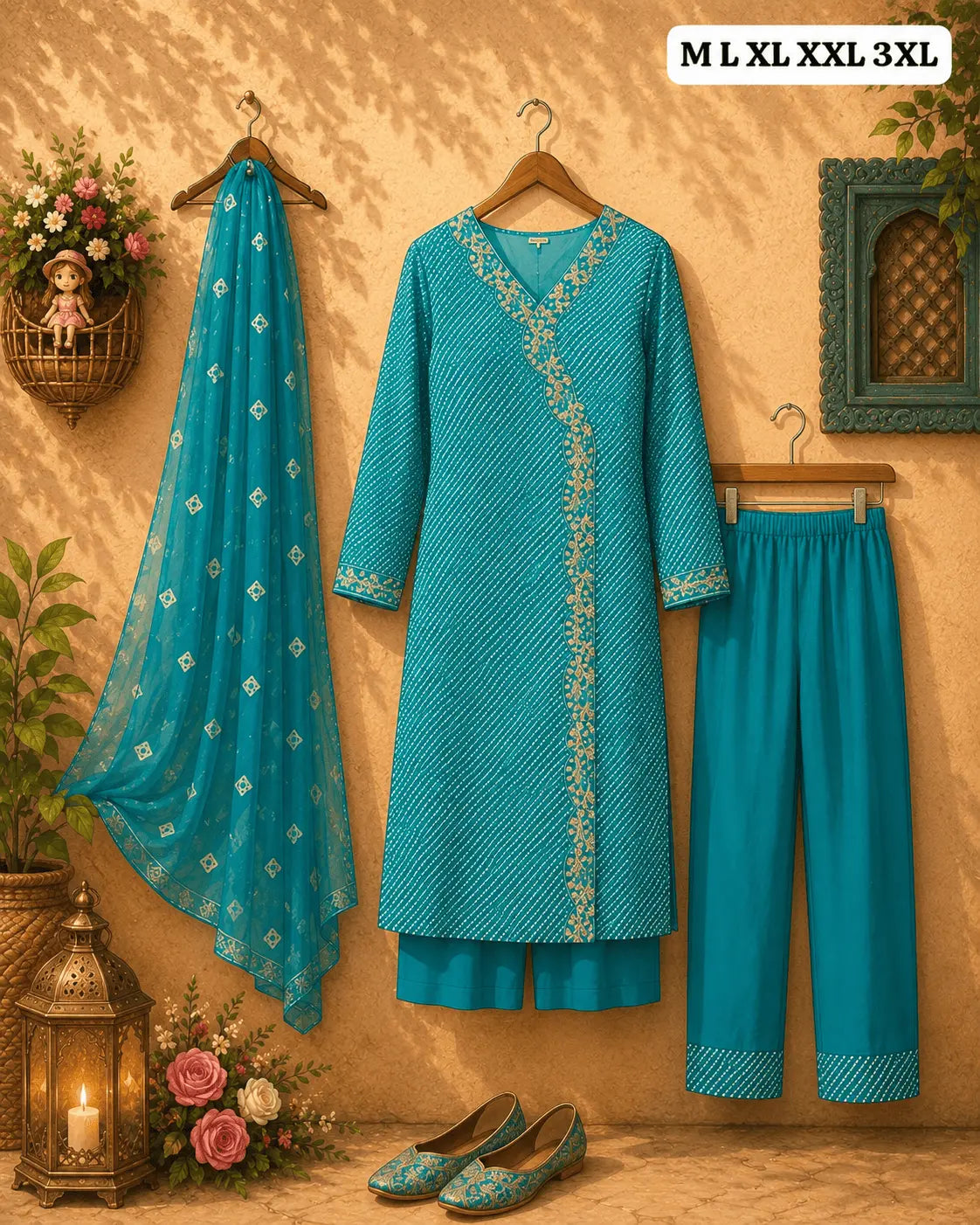 Beautiful Traditional Lehriya Mix Bandhani