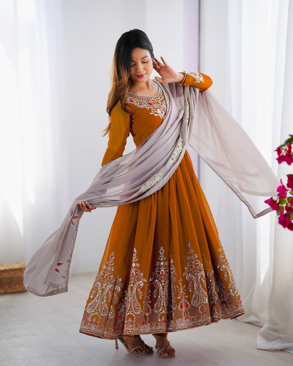 Beautiful Embroidered Anarkali Gowns in Vibrant Shades