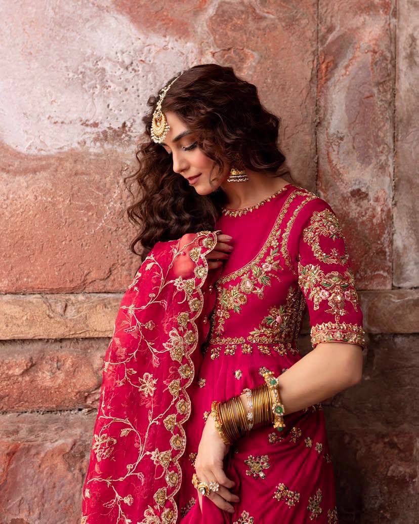 Bridal Anarkali Set with Heavy Embroidery and Dupatta
