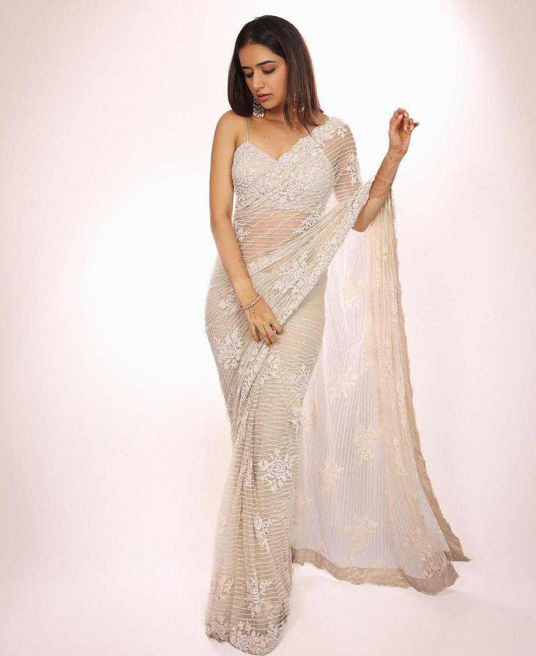 Butterfly Soft Net Saree with Sequin Embroidered Blouse