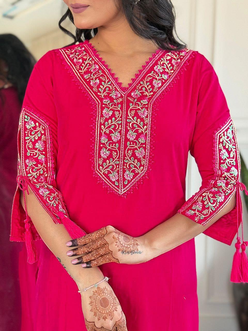 Chanderi Silk Kurta Pant with Dupatta for Events