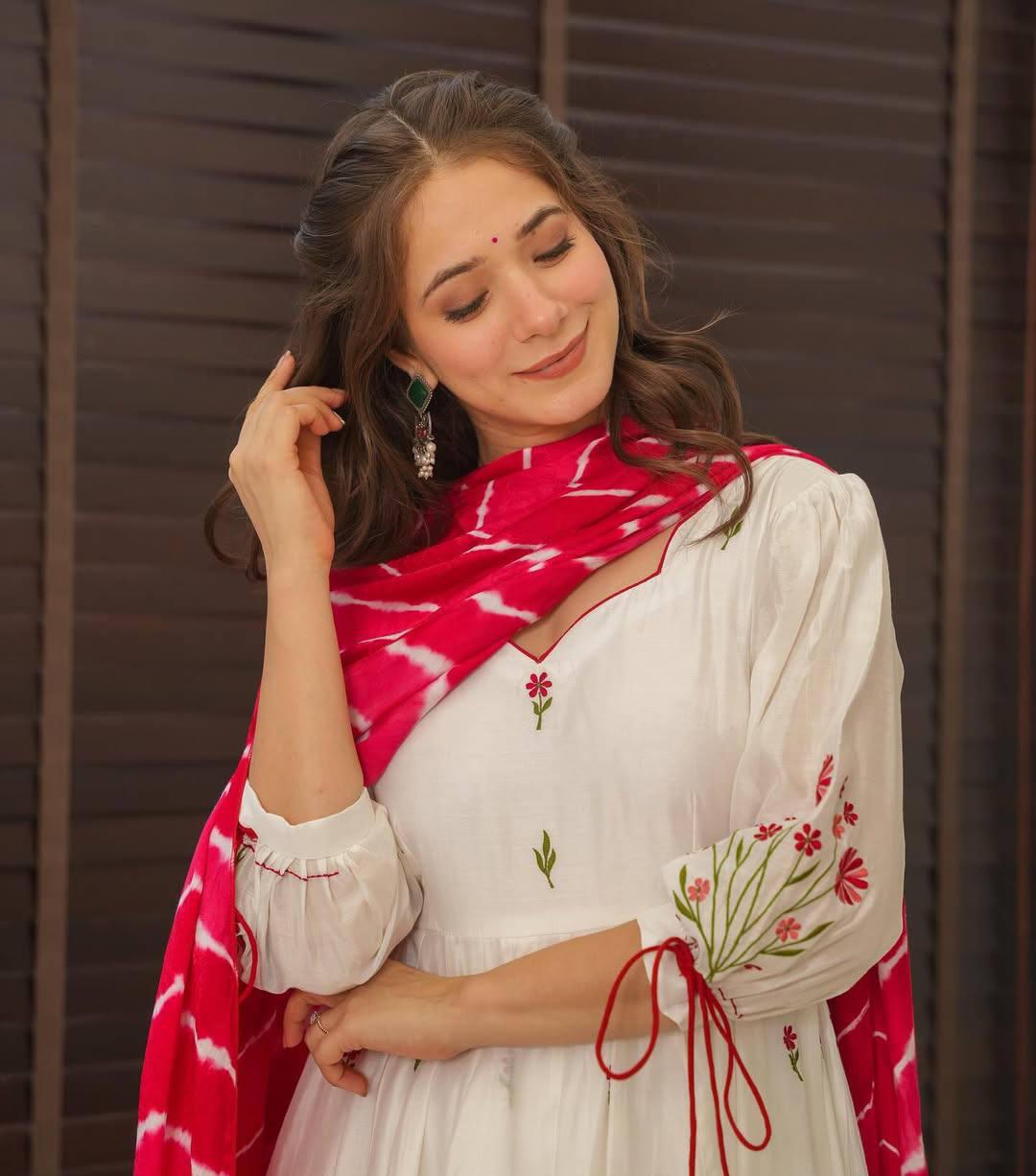 Chanderi Silk Suit Pant Set for Women