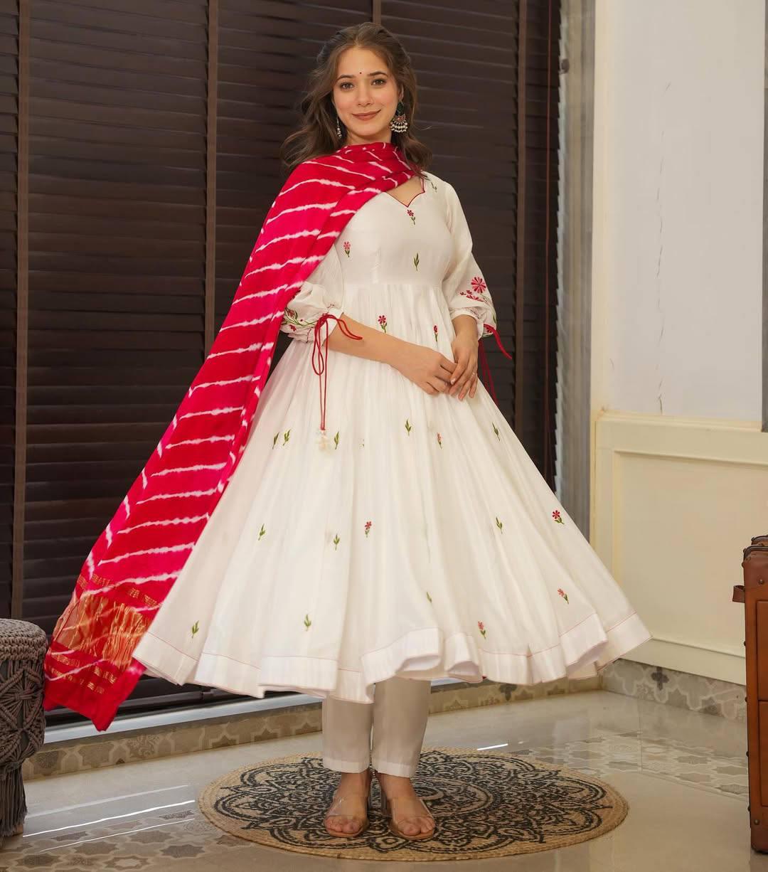 Chanderi Silk Suit Pant Set for Women