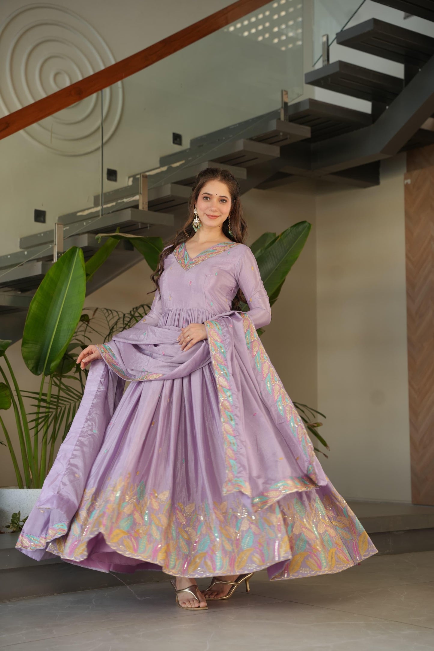 Chinnon Fabric Gown for Party Occasion & Wedding