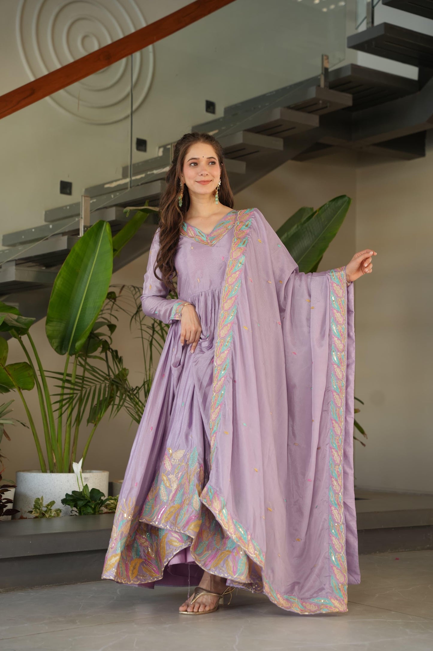 Chinnon Fabric Gown for Party Occasion & Wedding