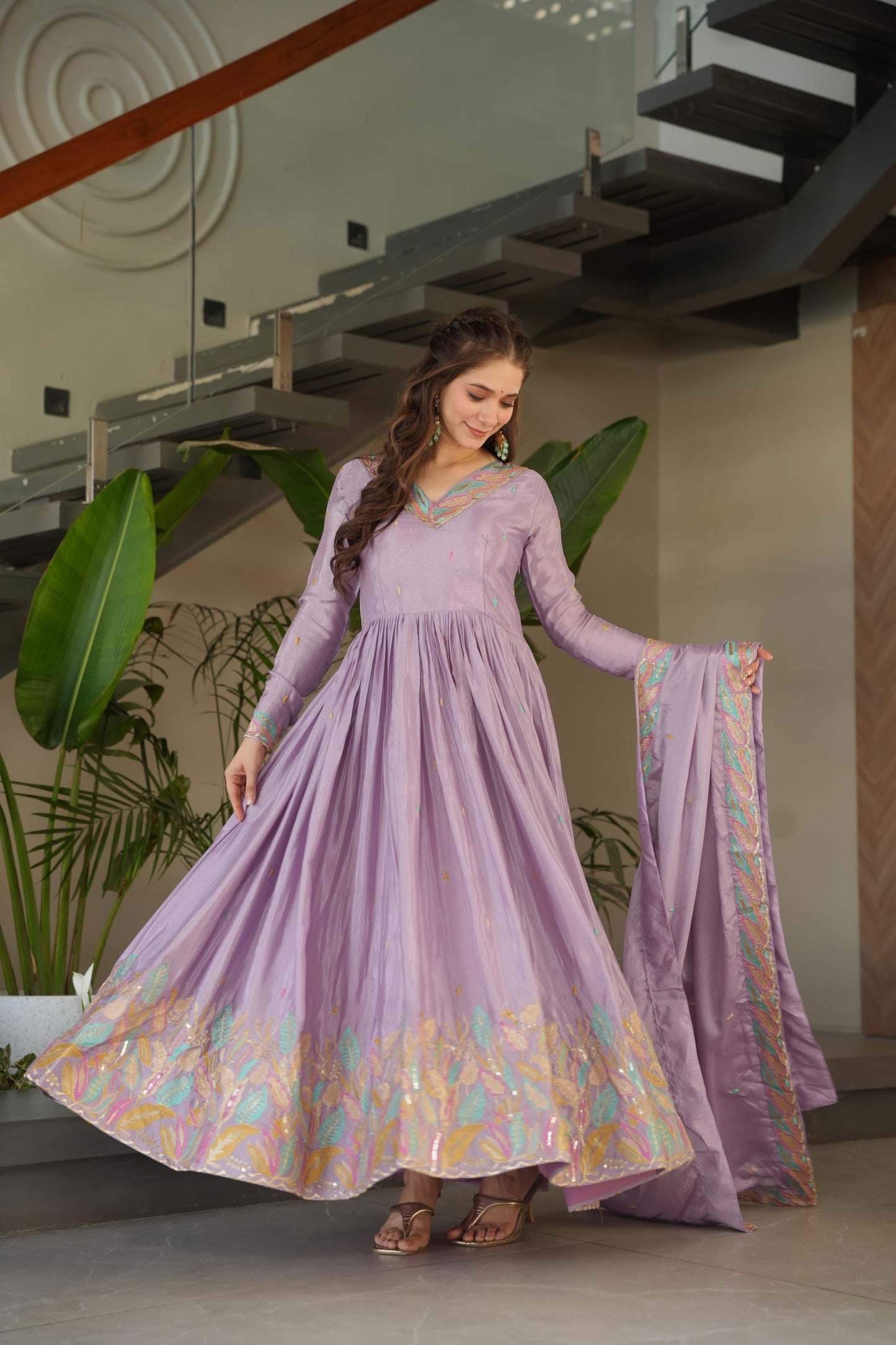 Chinnon Fabric Gown for Party Occasion & Wedding