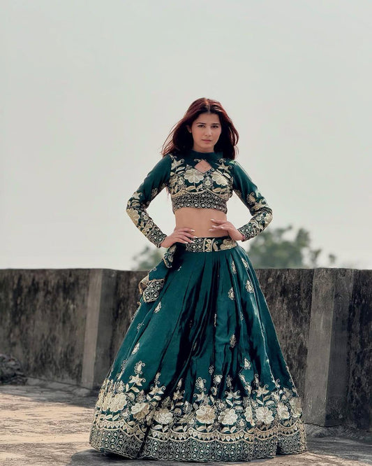 Chinon Silk Embroidered Lehenga Choli for All Occasions