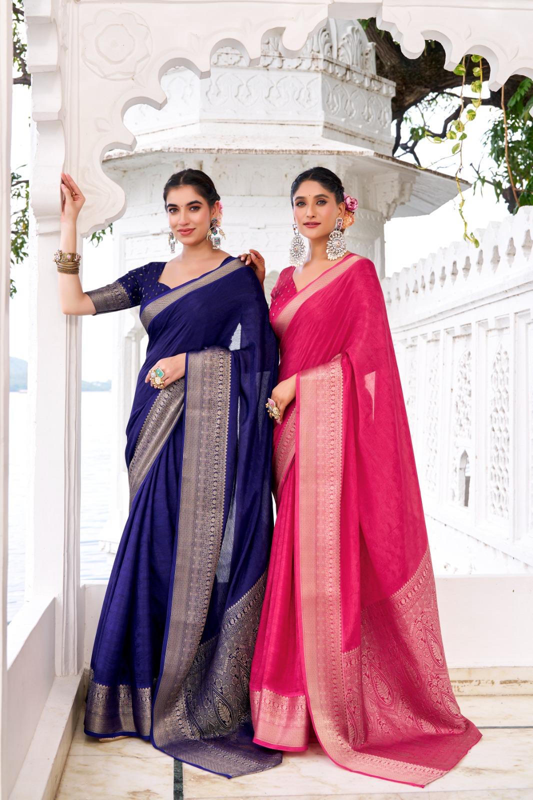 Classic Party Wear Saree with Golden Border Work