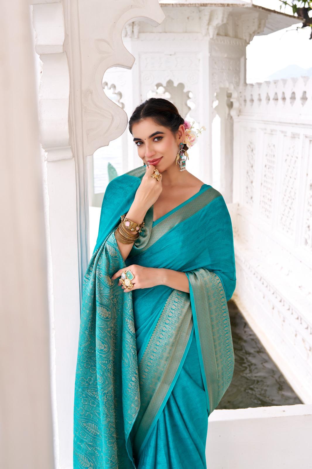 Classic Party Wear Saree with Golden Border Work