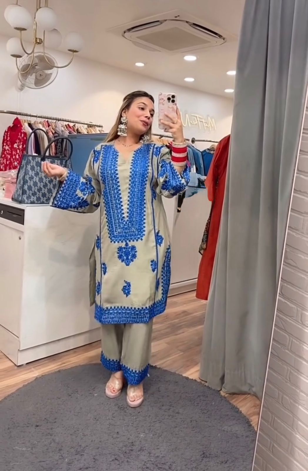 Designer Heavy Jam Cotton Salwar Suit with Embroidery