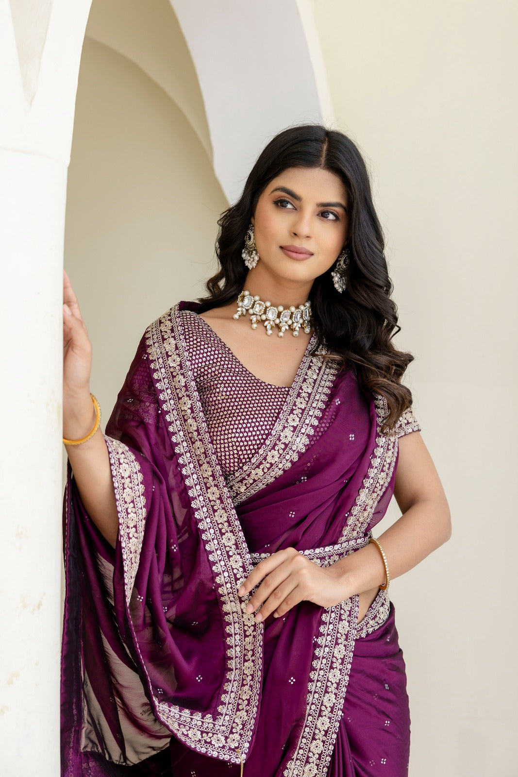 Designer Kasturi Silk Saree with Heavy Zari, Dori & Sequin Embroidery Work