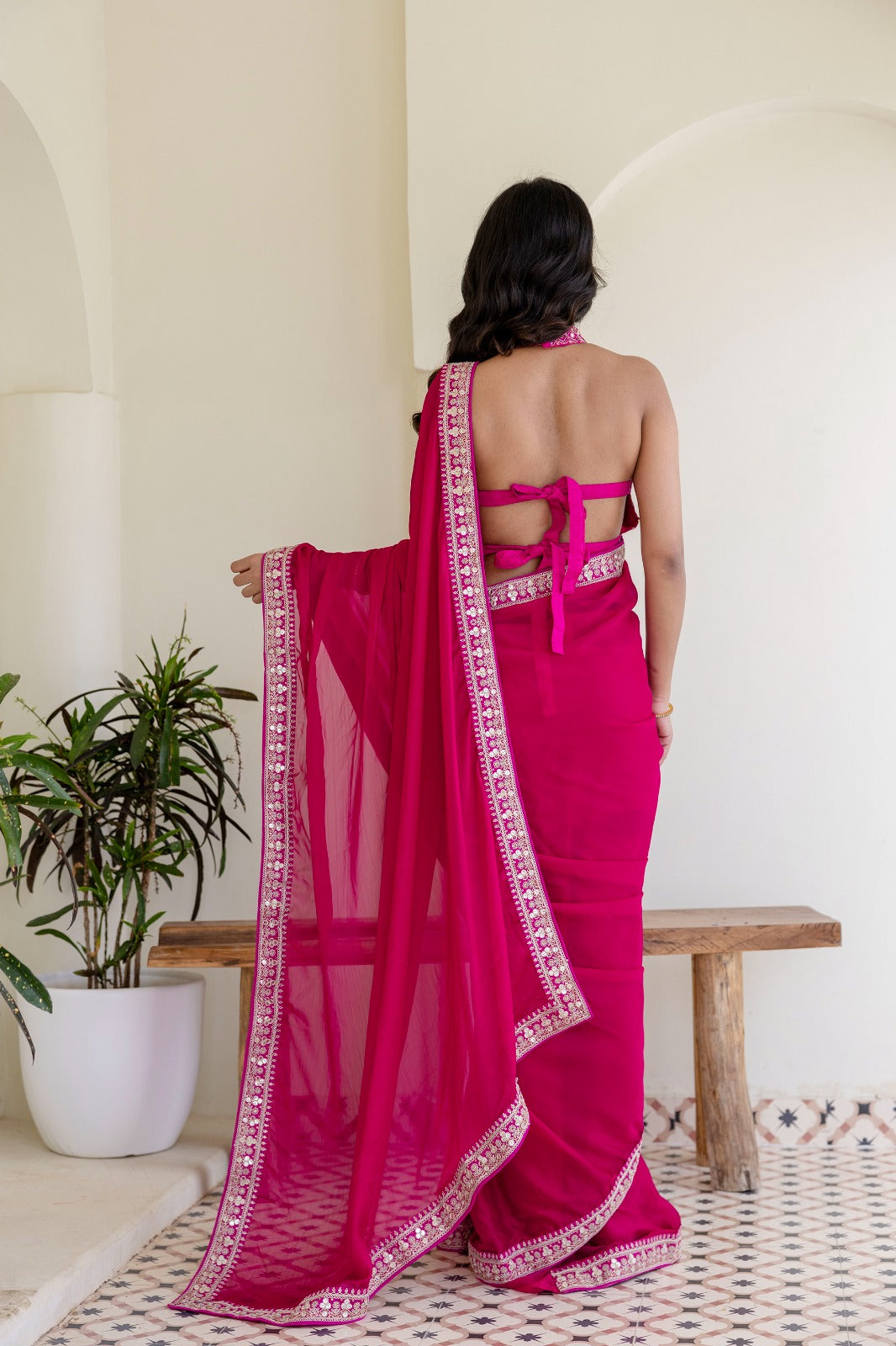 Designer Rangoli Silk Saree with Cording Embroidery & Sequins