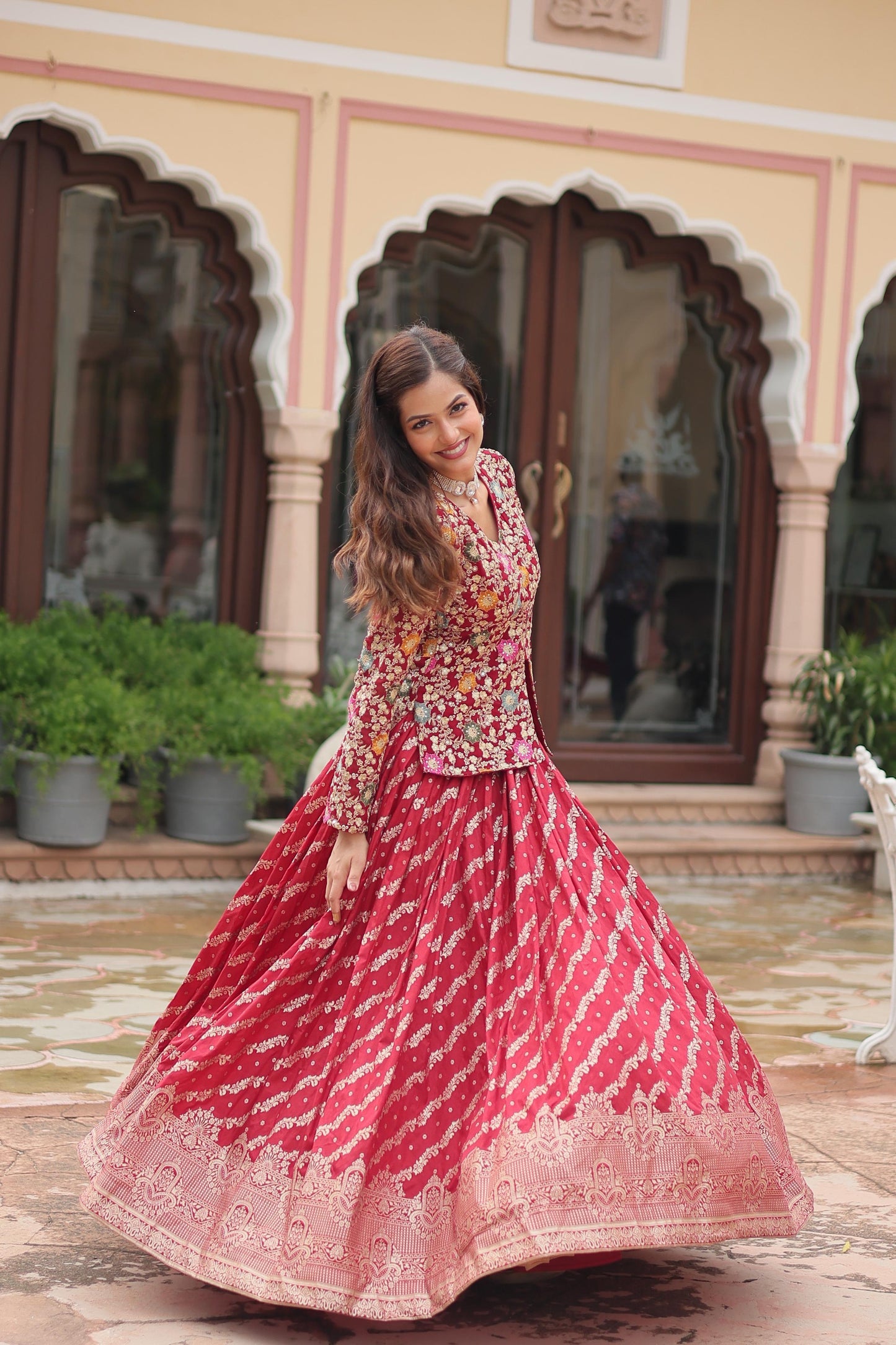 Designer Red Sharara Suit Diwali Wedding Outfit