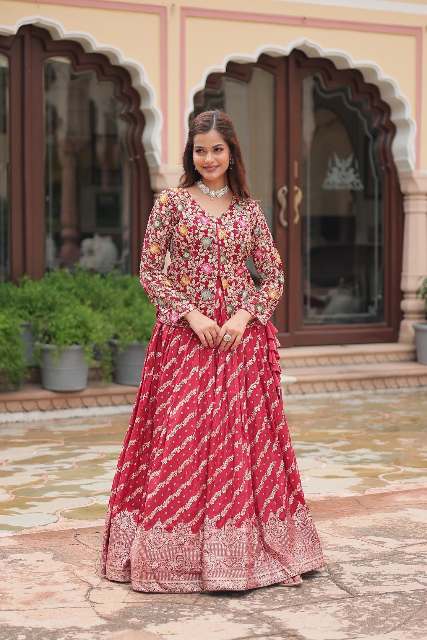 Designer Red Sharara Suit Diwali Wedding Outfit