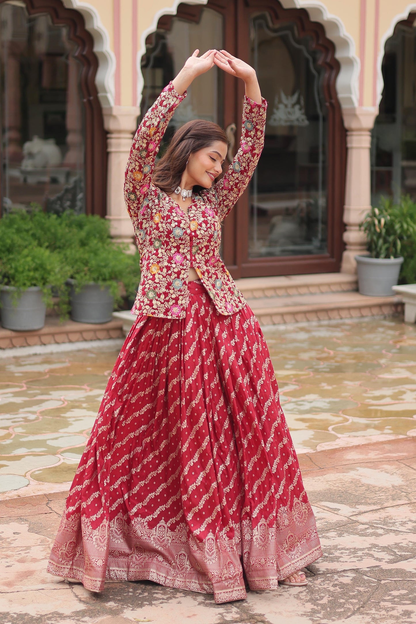 Designer Red Sharara Suit Diwali Wedding Outfit