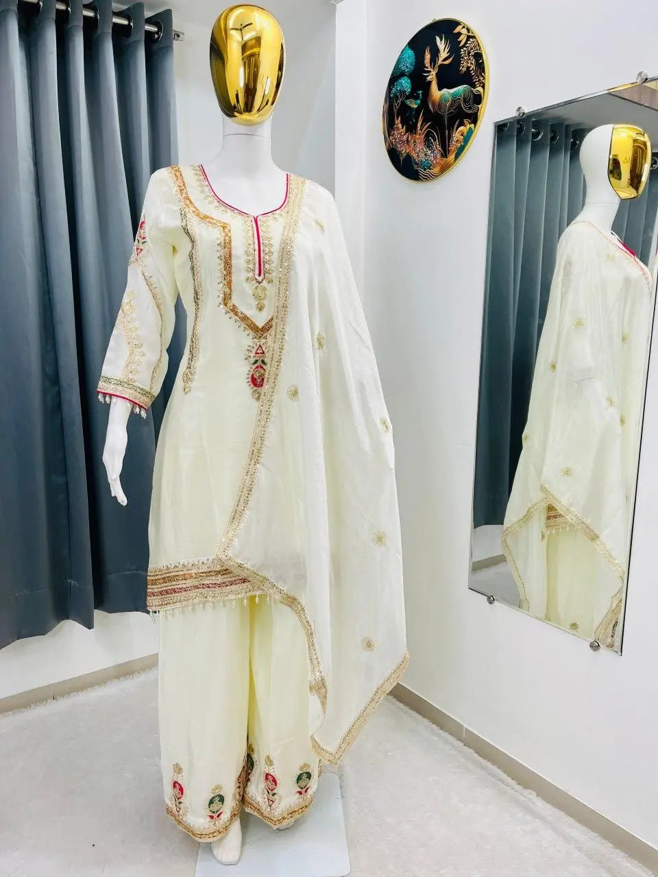 Designer Silk Top Plazzo Set