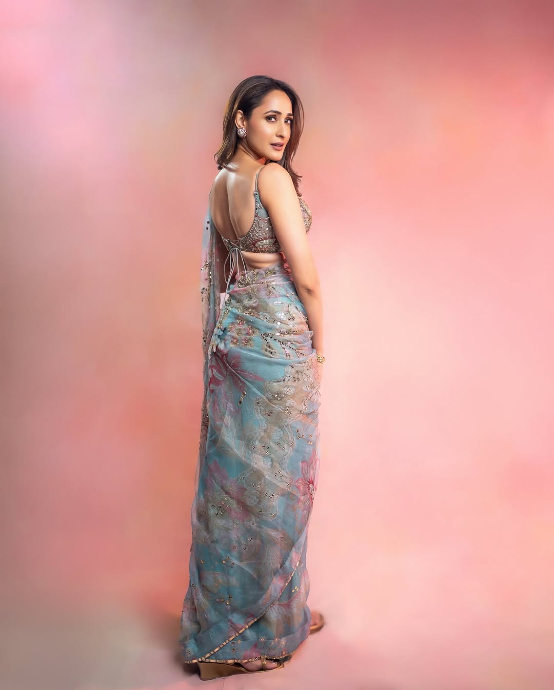 Designer Tabby Silk Saree with Handwork and Mirror Work
