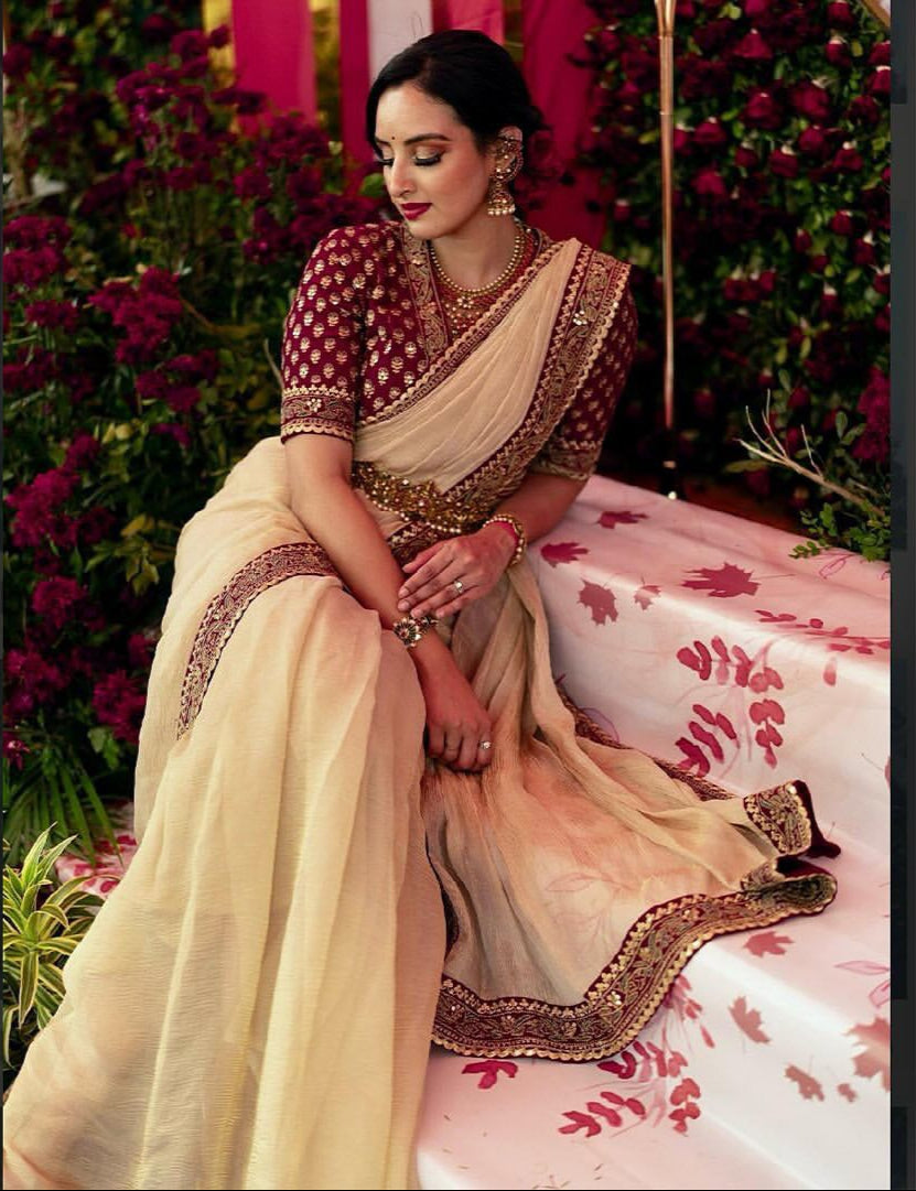 Designer Twil Saree with Embroidered Blouse for Occasions