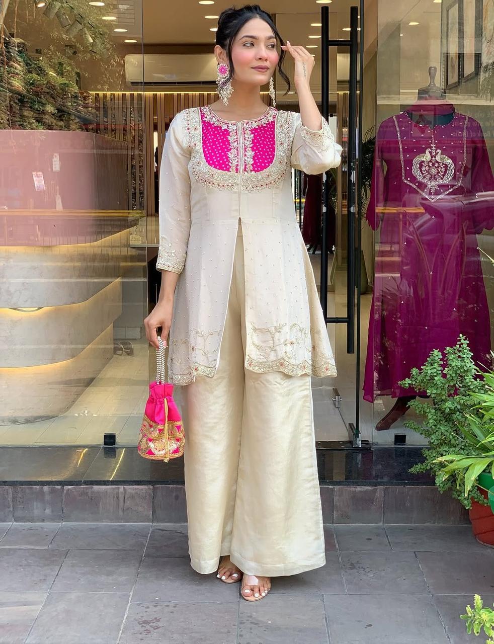 Elegant Embroidered 2-Piece Set for Weddings & Events