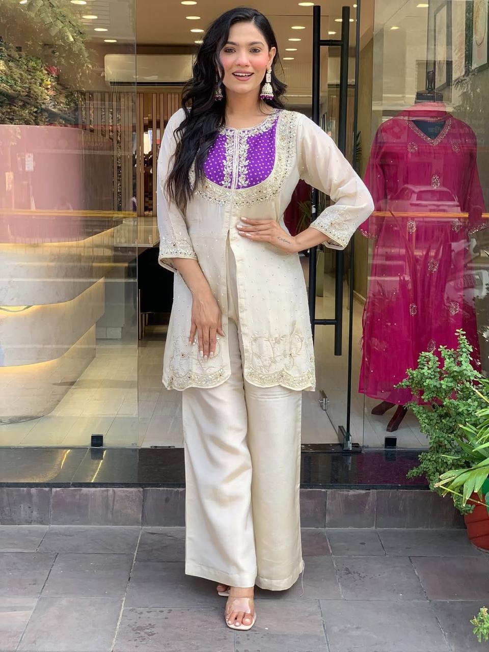 Elegant Embroidered 2-Piece Set for Weddings & Events