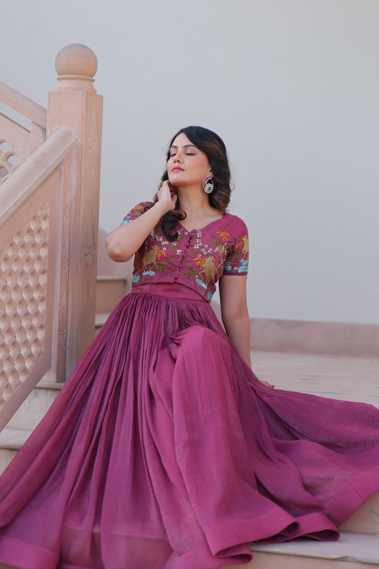 Elegant Embroidered Gown with Koti for Women Wedding Wear