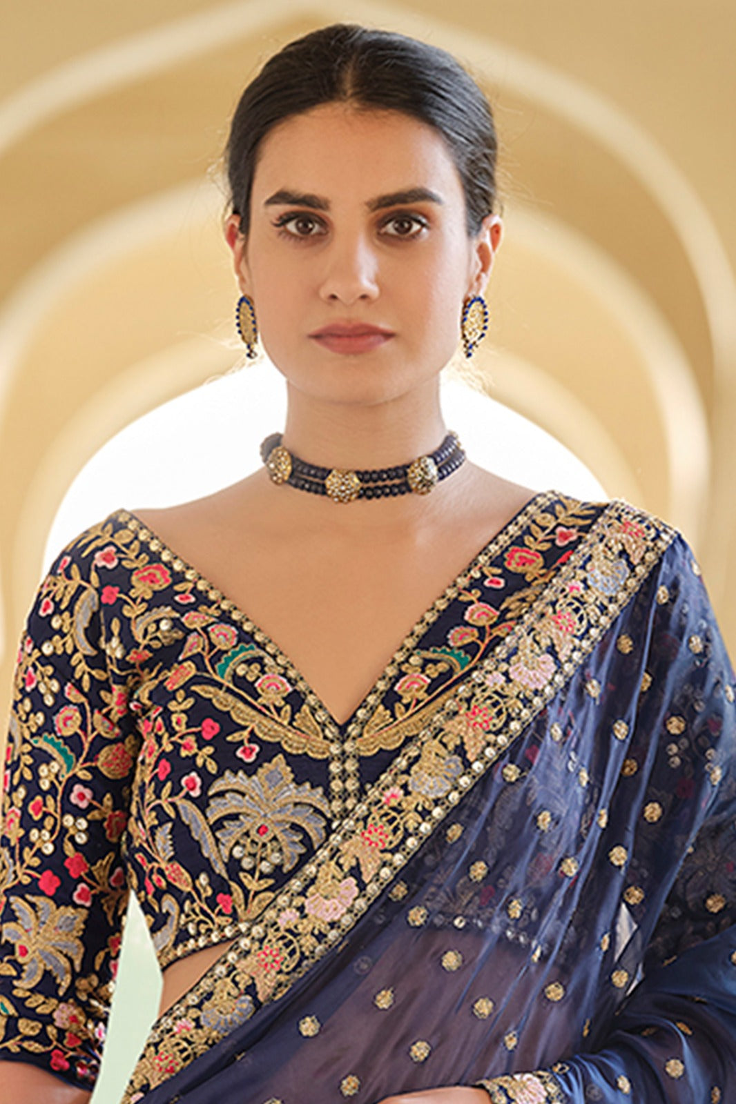 Elegant Embroidered Saree with Designer Party Look