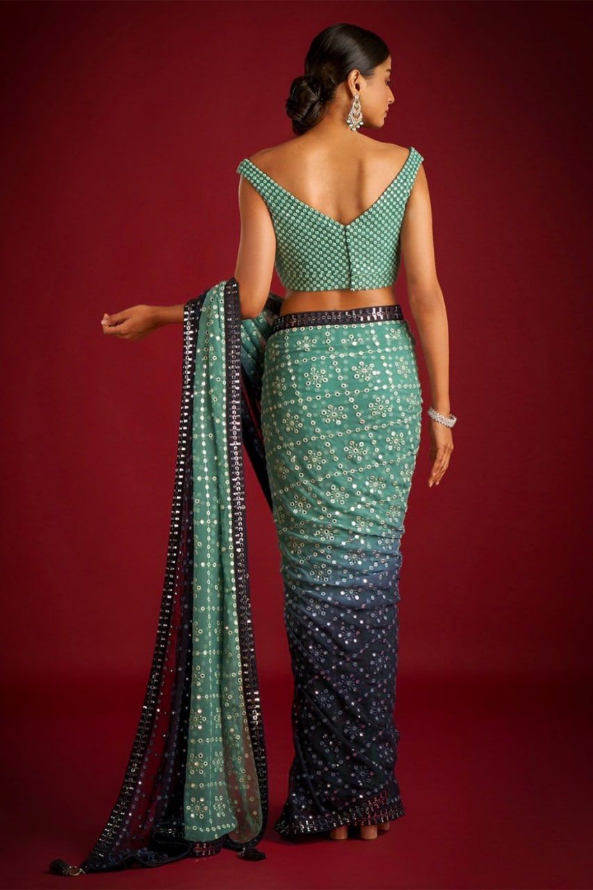 Elegant Georgette Saree with Heavy Sequin & Thread Work