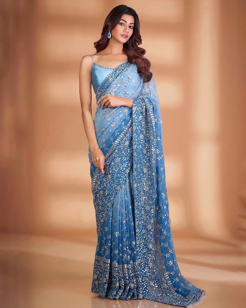 Elegant Georgette Saree with Heavy Sequin & Thread Work
