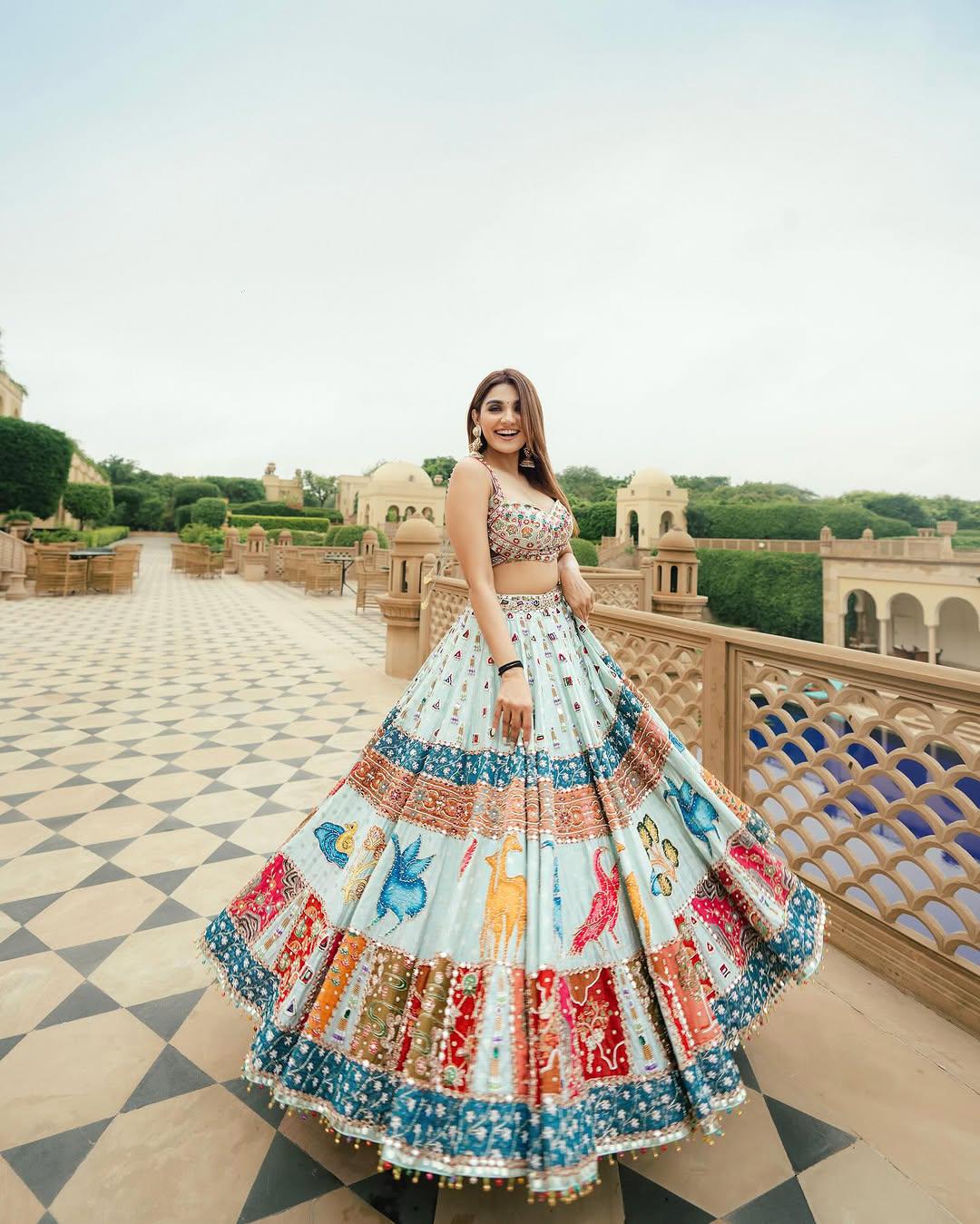 Elegant Multi-Color Mirror Work Lehenga for Festive Wear