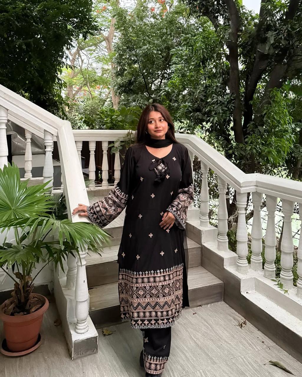 Elegant Roman Silk Cotton Kurti Plazzo Set for Occasion