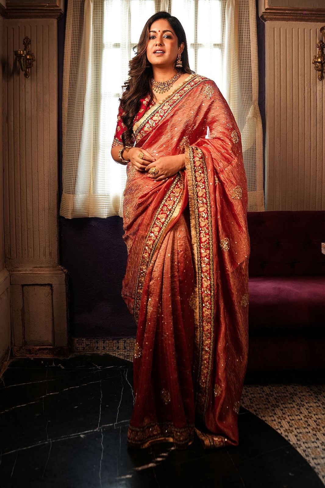 Elegant Silk Saree with Rich Zari Embroidered Border