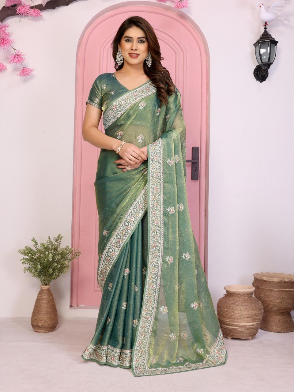 Elegant Soft Chiffon Silk Saree with Embroidered Blouse