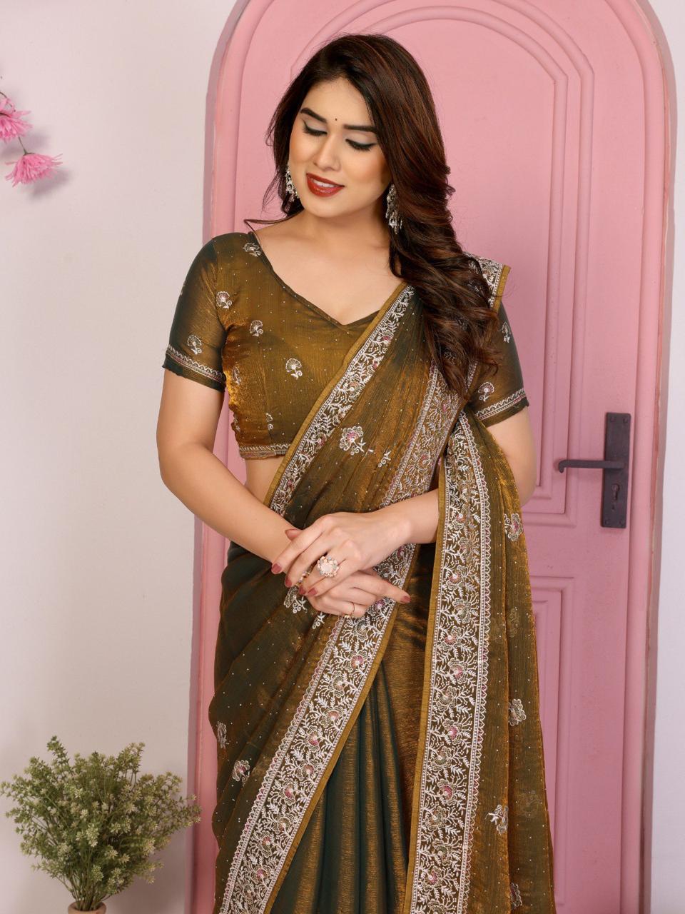 Elegant Soft Chiffon Silk Saree with Embroidered Blouse