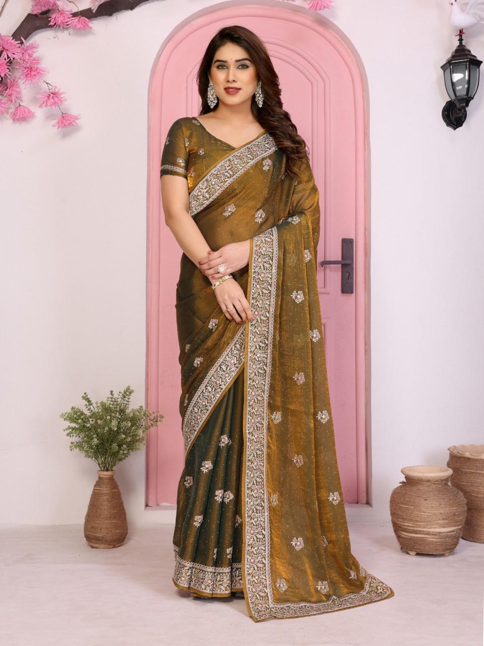 Elegant Soft Chiffon Silk Saree with Embroidered Blouse