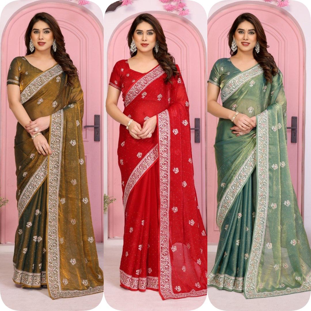Elegant Soft Chiffon Silk Saree with Embroidered Blouse
