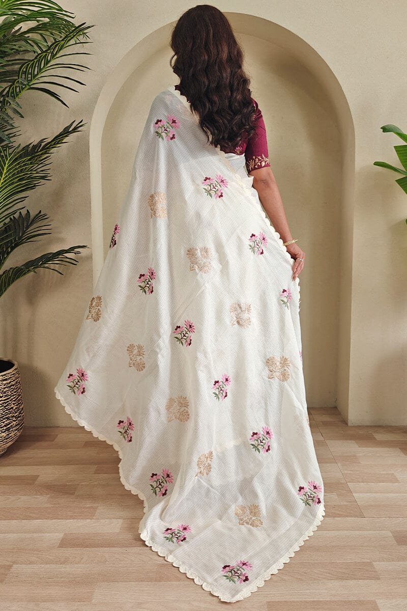 Elegant Soft Kota Cotton Saree with Thread & Cutwork Design