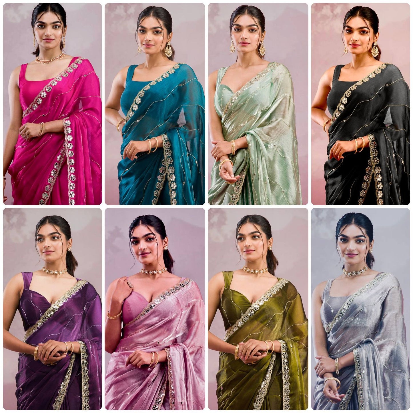 Elegant Soft Organza Saree with Sequin Border