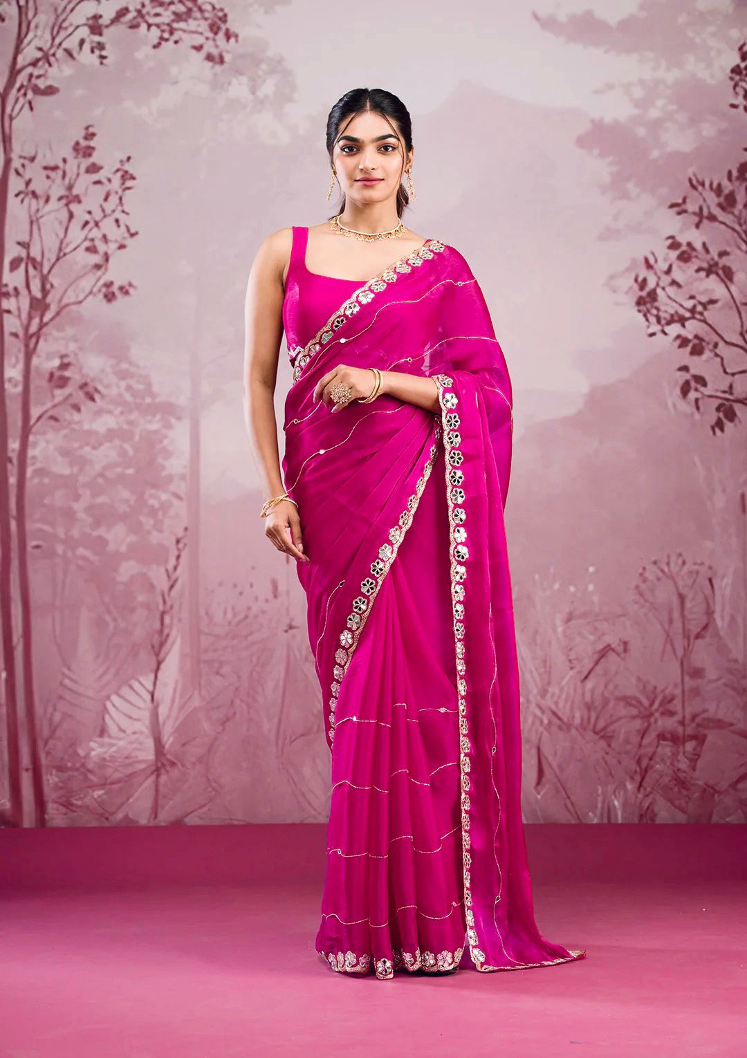 Elegant Soft Organza Saree with Sequin Border