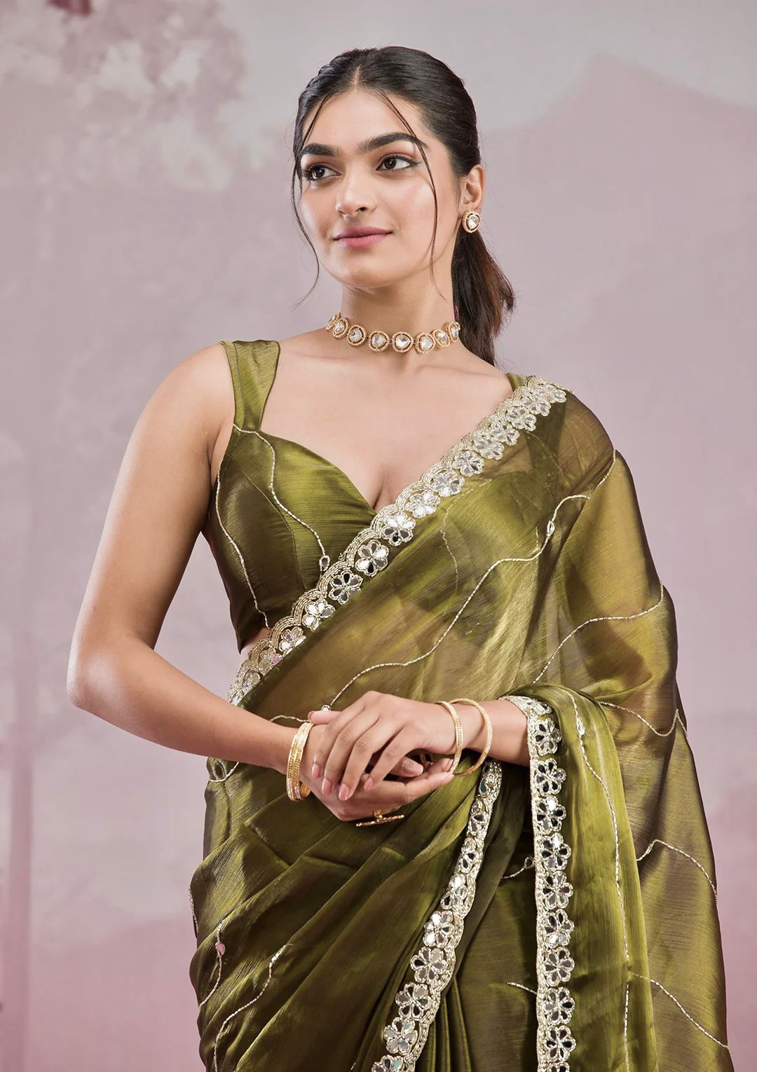 Elegant Soft Organza Saree with Sequin Border