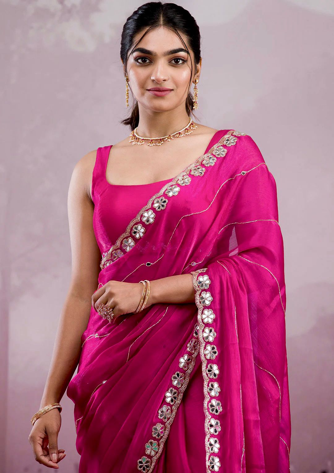 Elegant Soft Organza Saree with Sequin Border