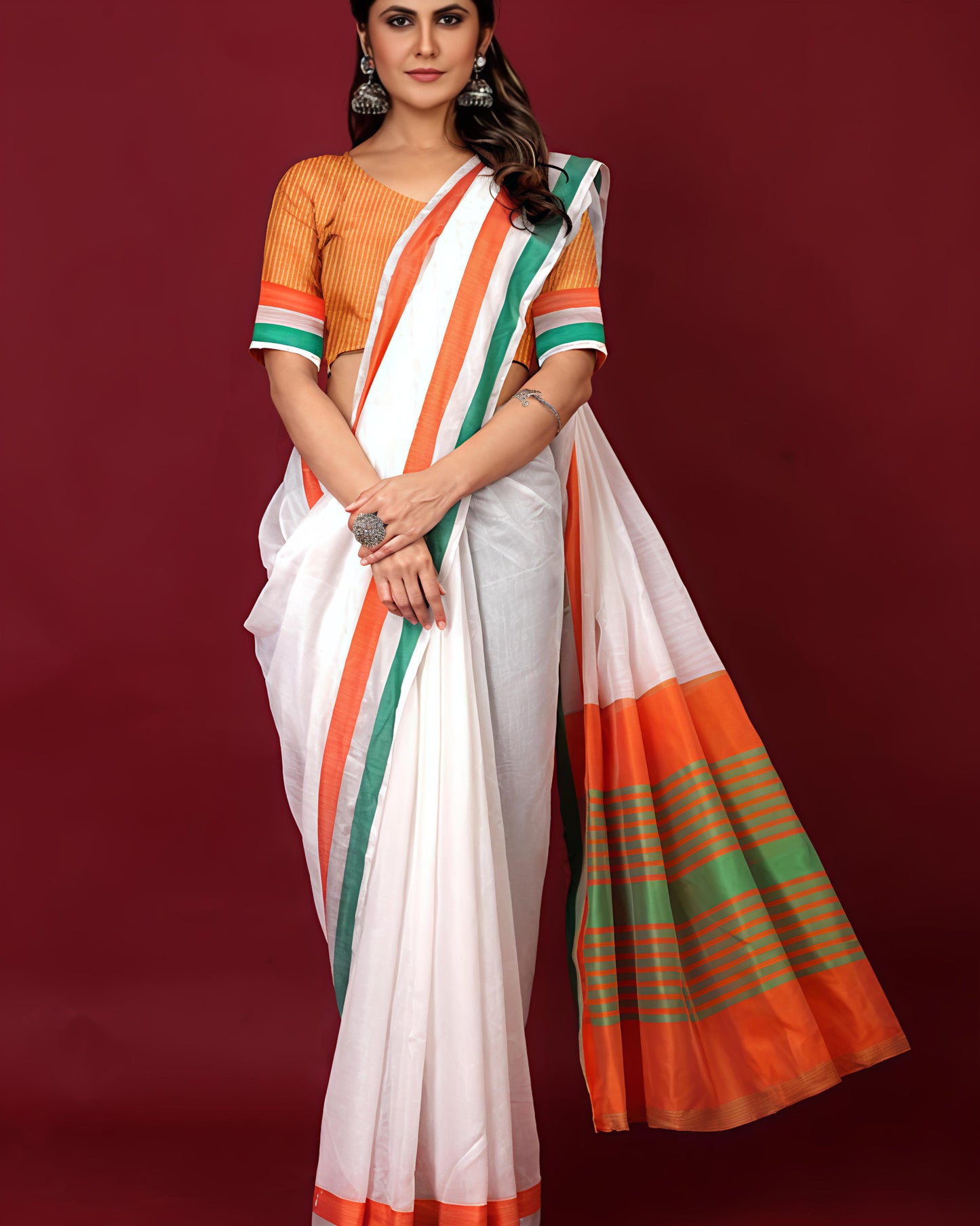 Elegant Tiranga Theme Saree for Events and Celebrations