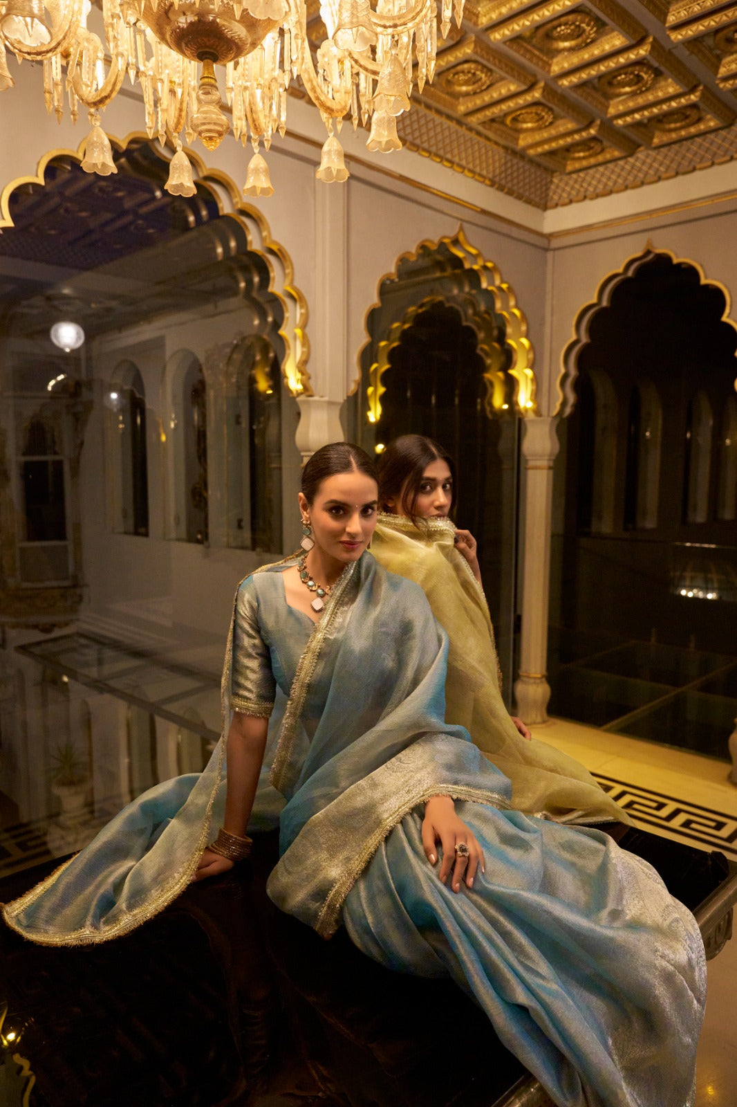 Elegant Tissue Shimmer Saree with Zari for Special Events