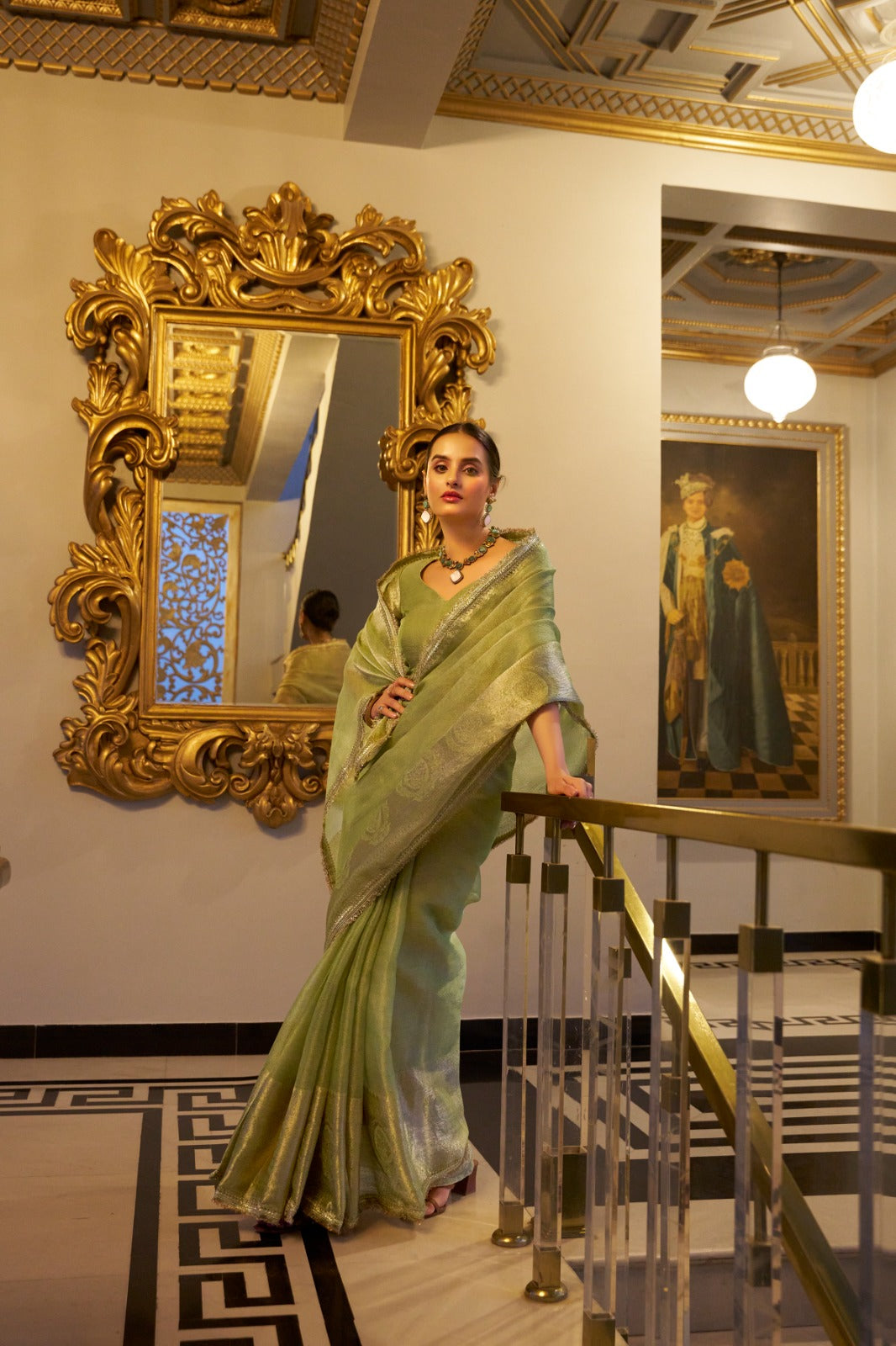 Elegant Tissue Shimmer Saree with Zari for Special Events