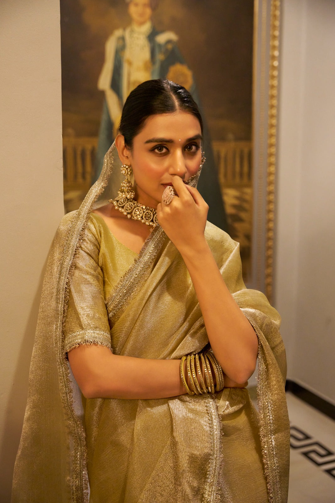 Elegant Tissue Shimmer Saree with Zari for Special Events