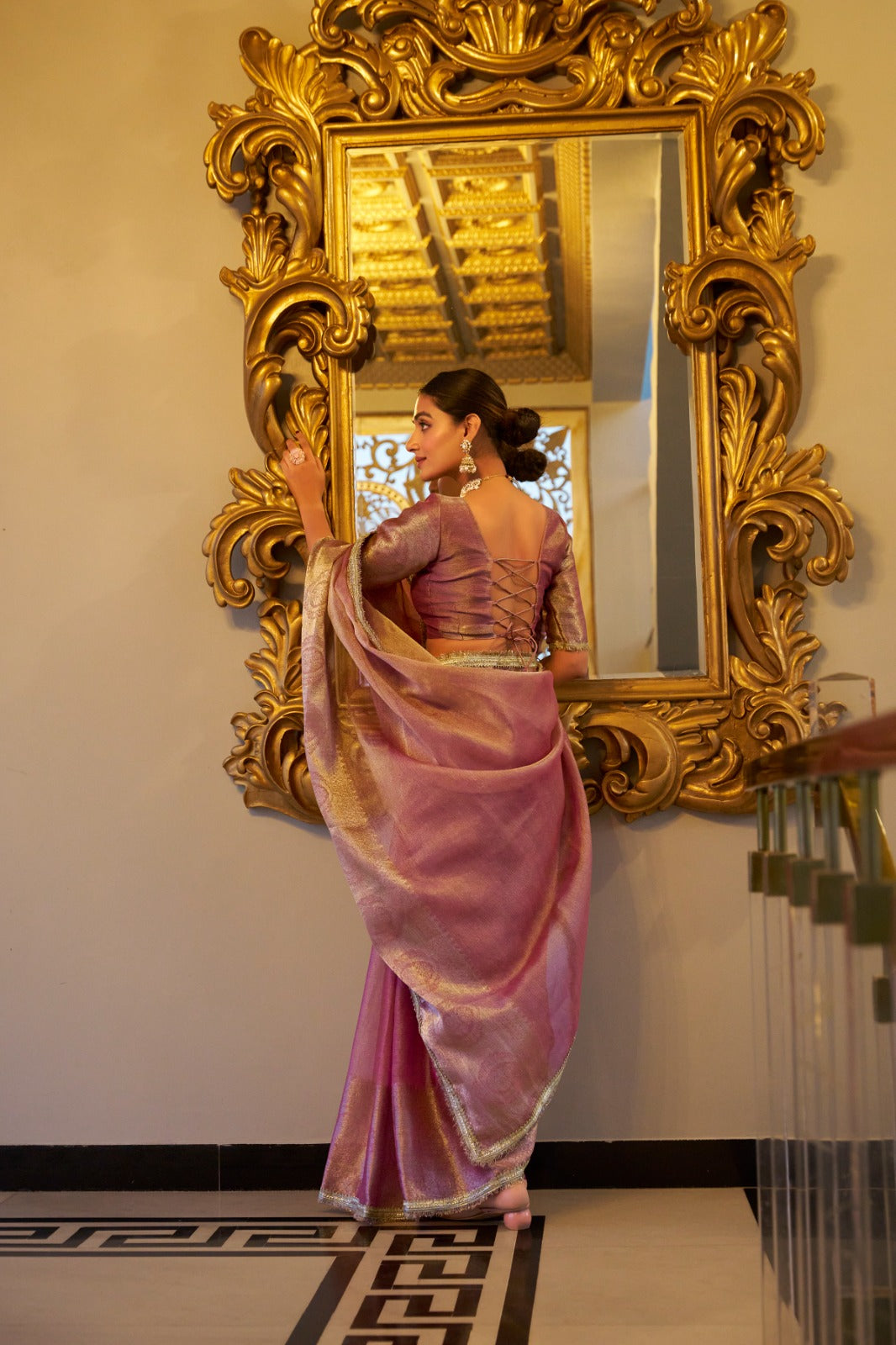 Elegant Tissue Shimmer Saree with Zari for Special Events