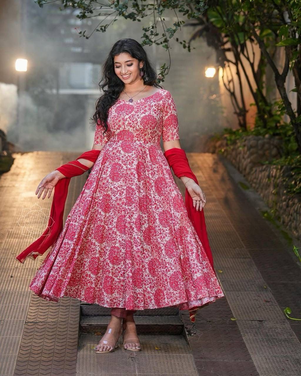 Elegant Floral Georgette Anarkali Suit with Dupatta
