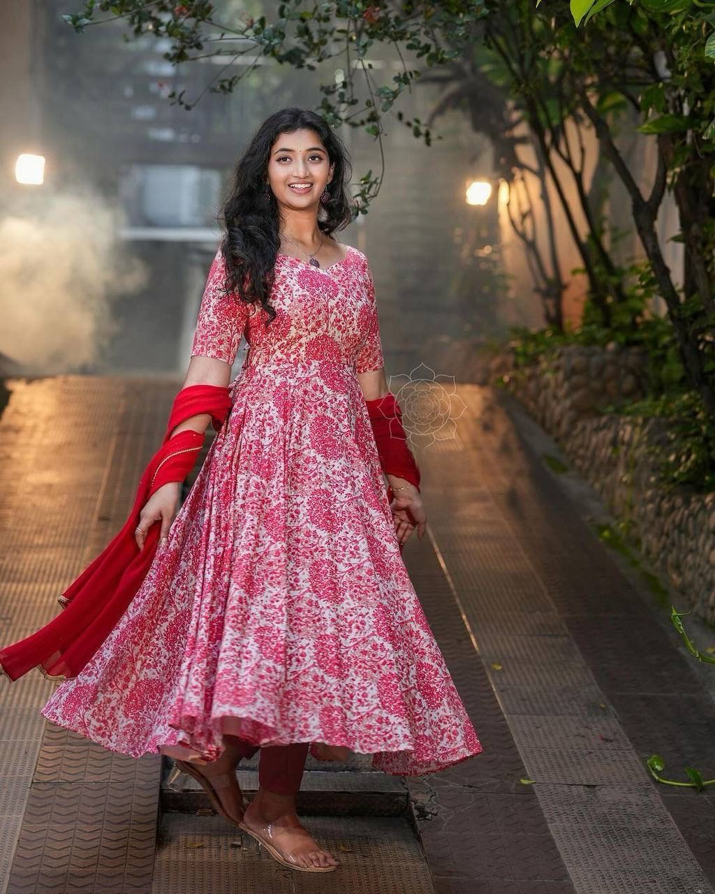 Elegant Floral Georgette Anarkali Suit with Dupatta